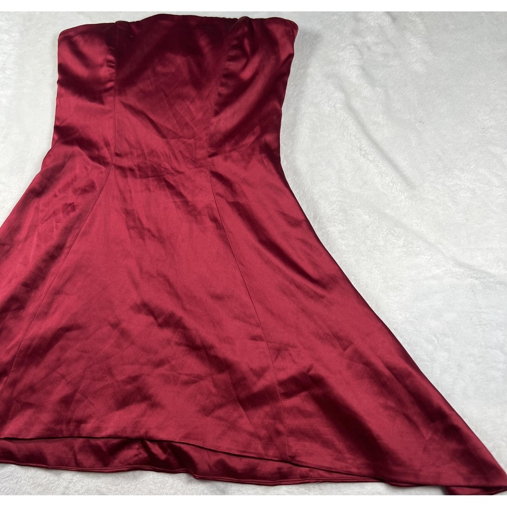 Babyboo Dress Womens Small Red Strapless Satin A-Line Fit & Flare Cocktail Party - Picture 5 of 12